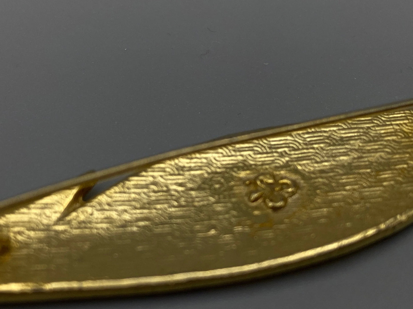 Japanese Leaf Brooch gold plated brass, black and white vintage jewelry, classic brooch, mint condition