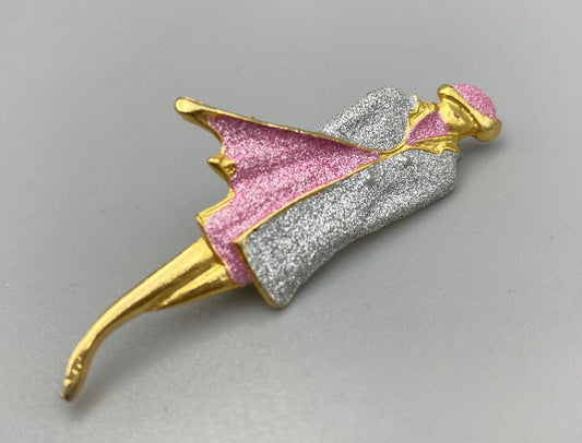 Japanese Lady in pink Brooch Pin Enamel Jewelry, Pink pin vintage, Vintage pin, classic brooch, mint condition