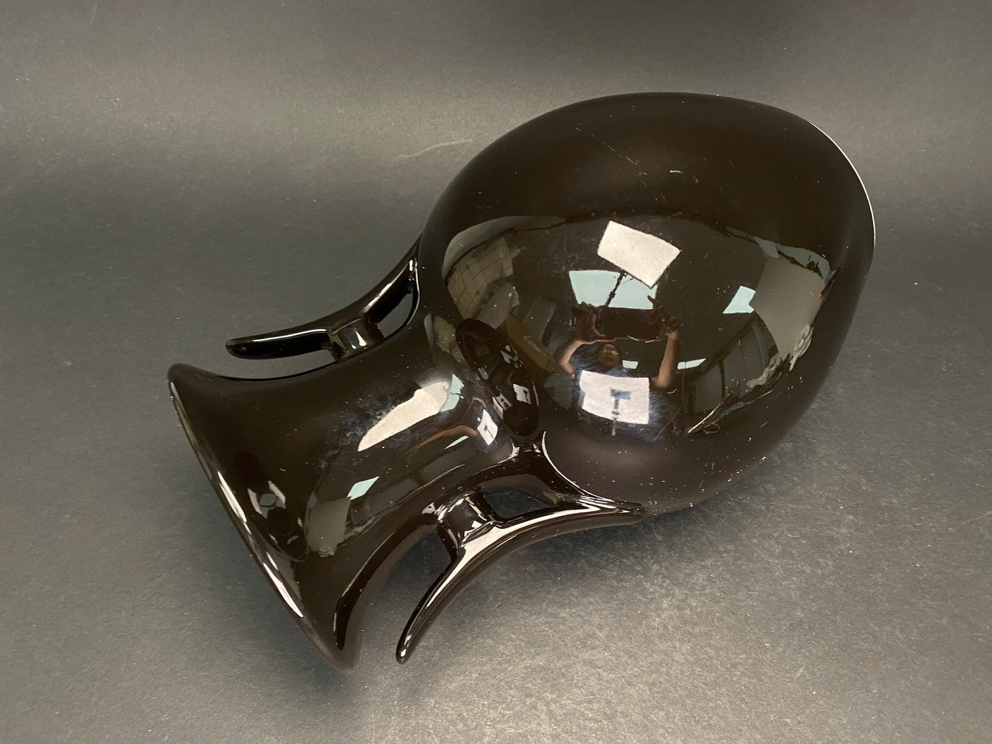 Japanese Vintage Black Vase 10in Tall, Made in Japan, Beautiful Two Handles, Gloss black Vase