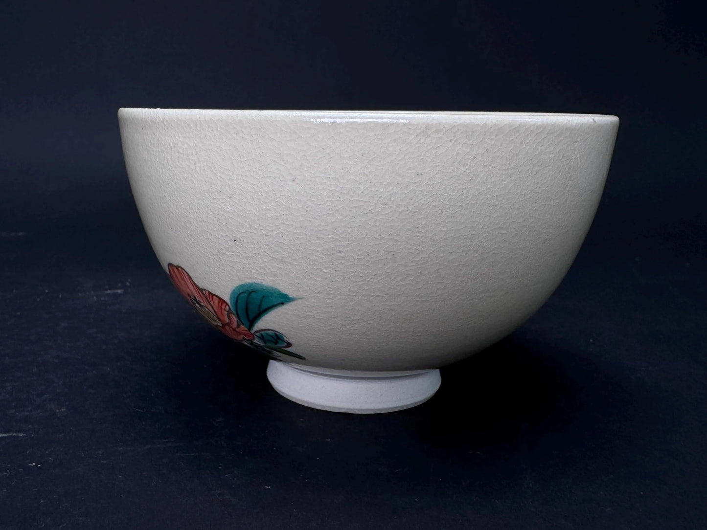 Nippon Kyo yaki ware Chawan, Tsubaki Toon Flower pattern Tea Bowl, Matcha bowl Signed, by Kosen, tea ceremony