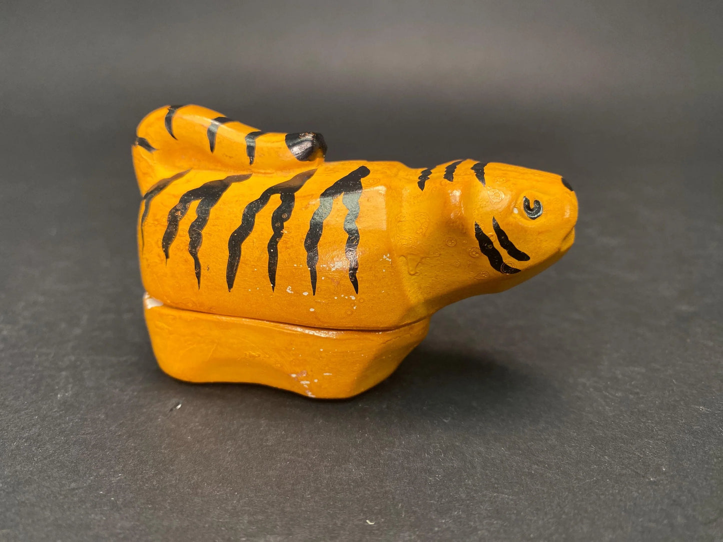 Japanese Zodiac Tiger rare vintage incense container, Zodiac Signs, Nippon Handmade Incense Box, tiger Ornament