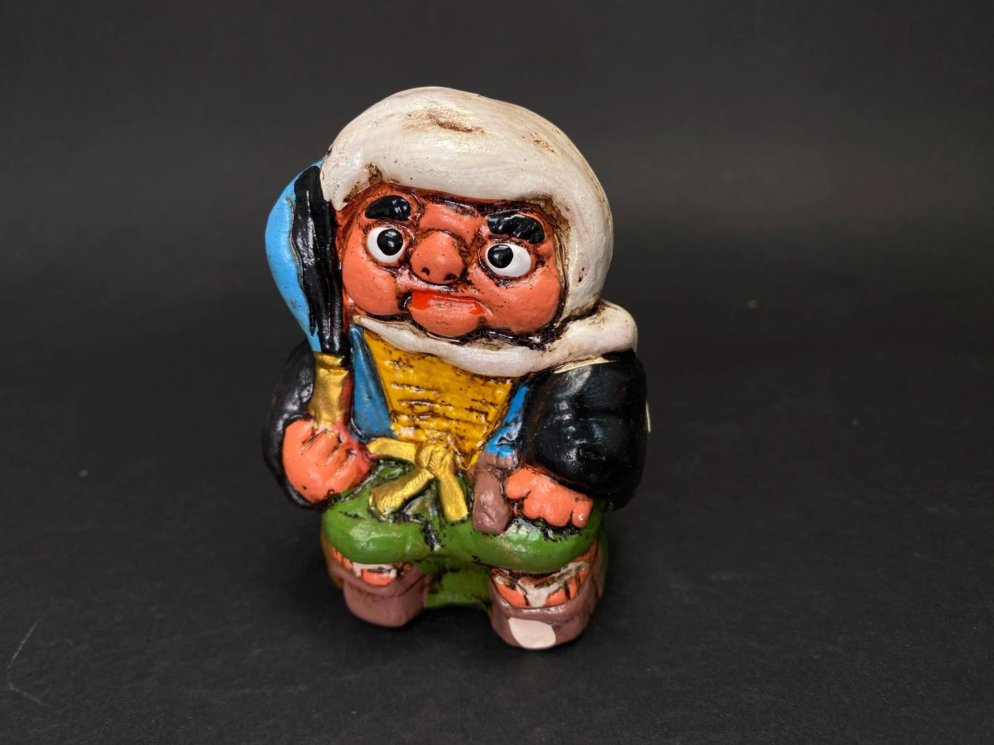 Japanese Clay Bell Vtg Dorei, Halloween, demon clay bell,  Vtg Karura Karasu Tengu Yokai Pottery, Lucky Charm
