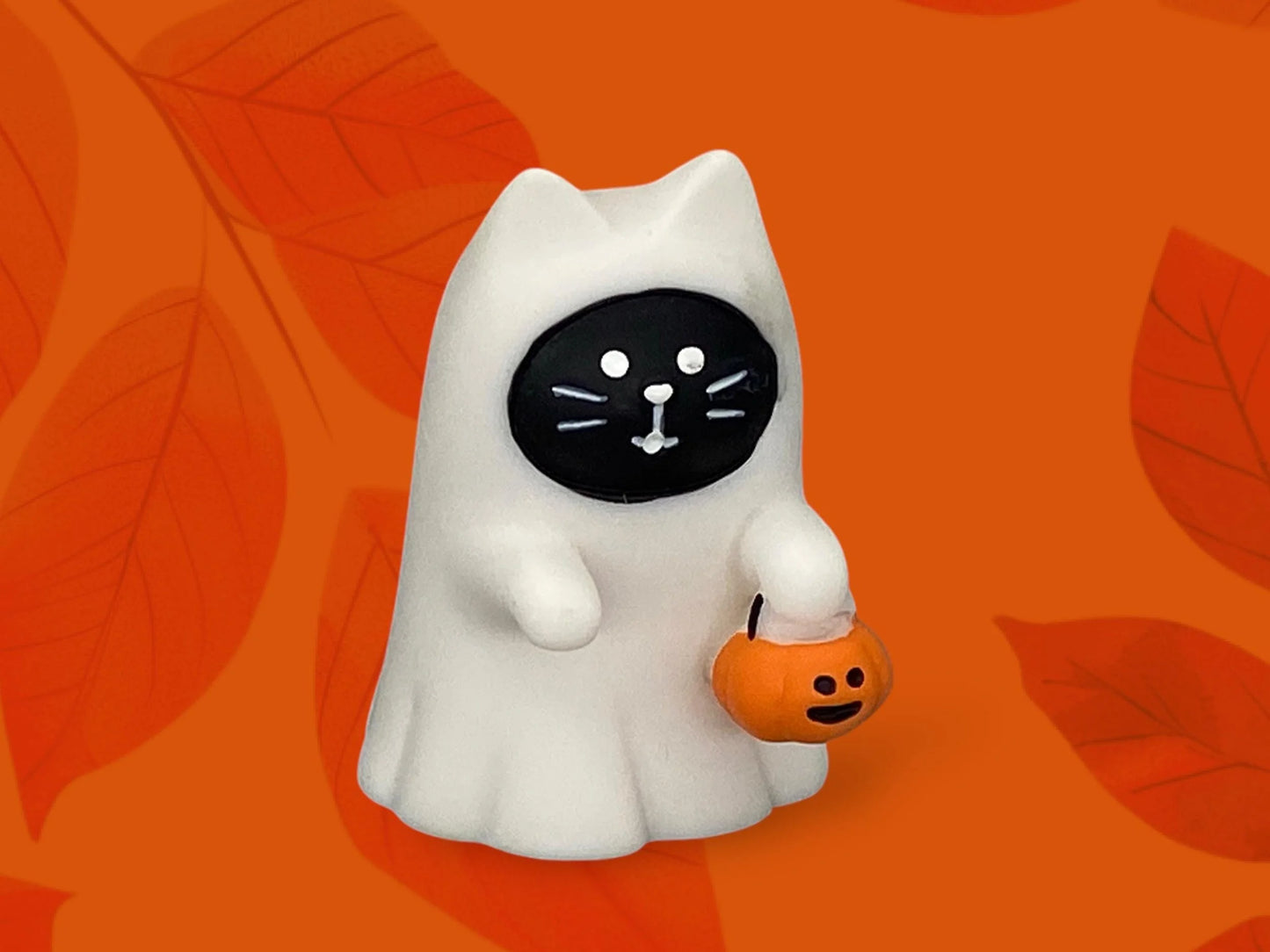 Halloween Decoreco Concombre ghost Cat ornament, Japanese cat with Pumpkin Mini Scene Furniture Holiday table decor