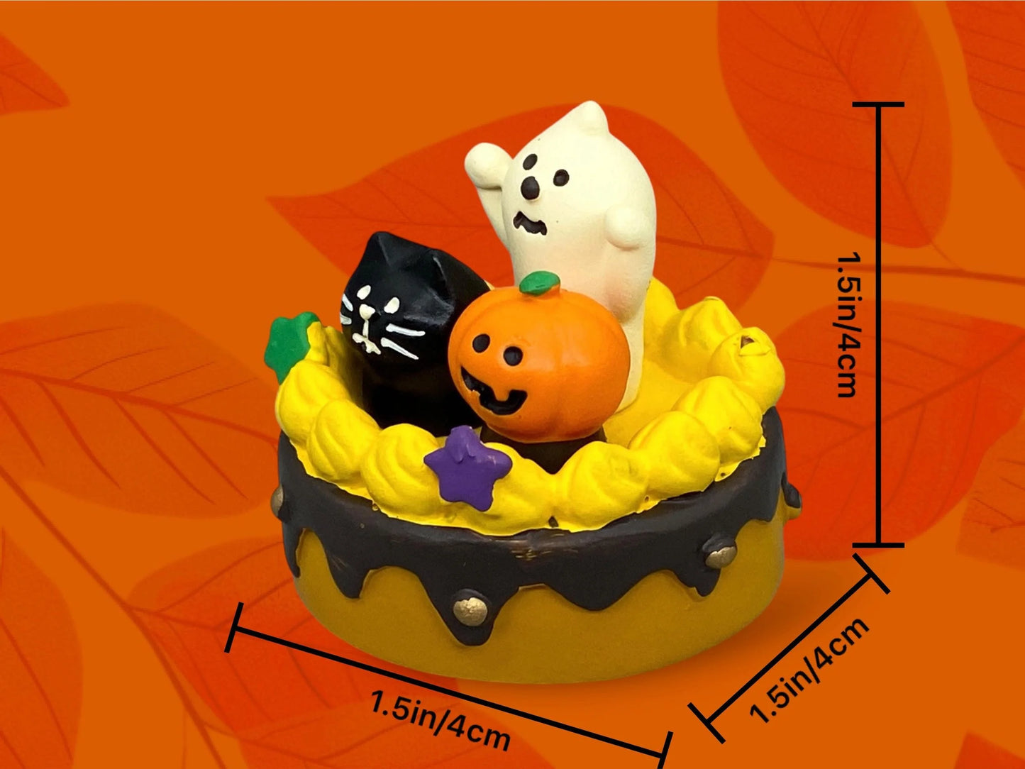 Halloween Decole Pumpkin Cinderella Cat Ornament, Pumpkin cake light  NEW Magic Wizard Fairy Tale cat mini scenes