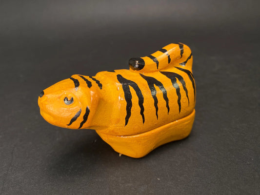Japanese Zodiac Tiger rare vintage incense container, Zodiac Signs, Nippon Handmade Incense Box, tiger Ornament