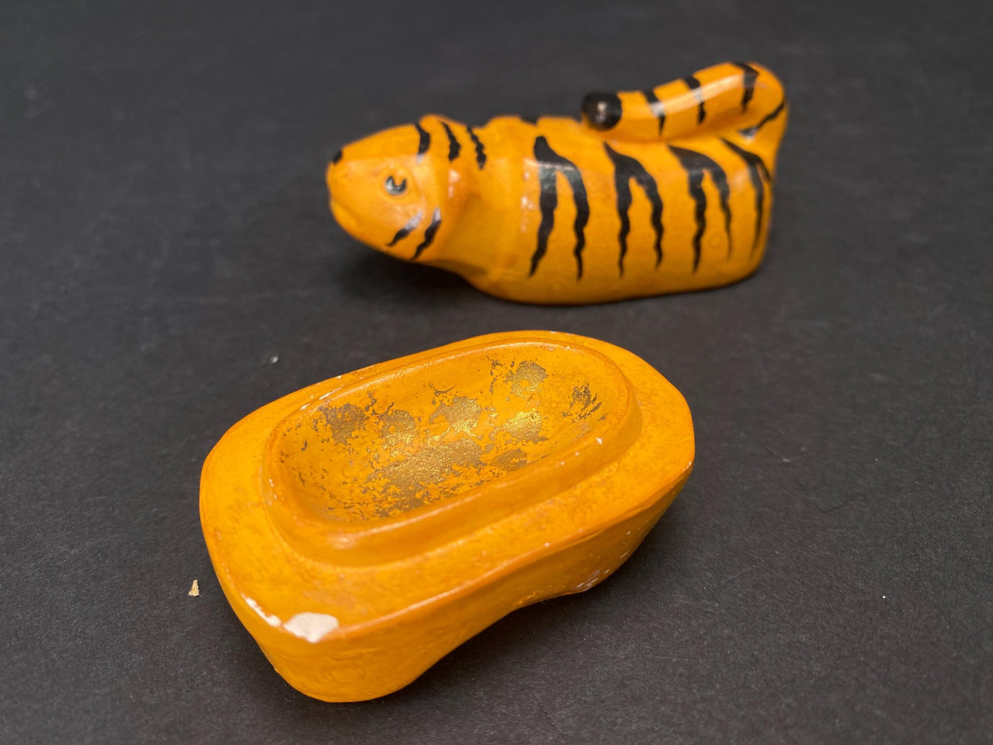 Japanese Zodiac Tiger rare vintage incense container, Zodiac Signs, Nippon Handmade Incense Box, tiger Ornament