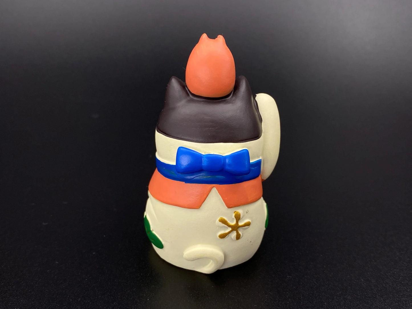 Japanese Decole, Zakka Lucky stacked Cat, NEW, Maneki Neko, Riding Fish Cat, cat ornament, Cat in Masu