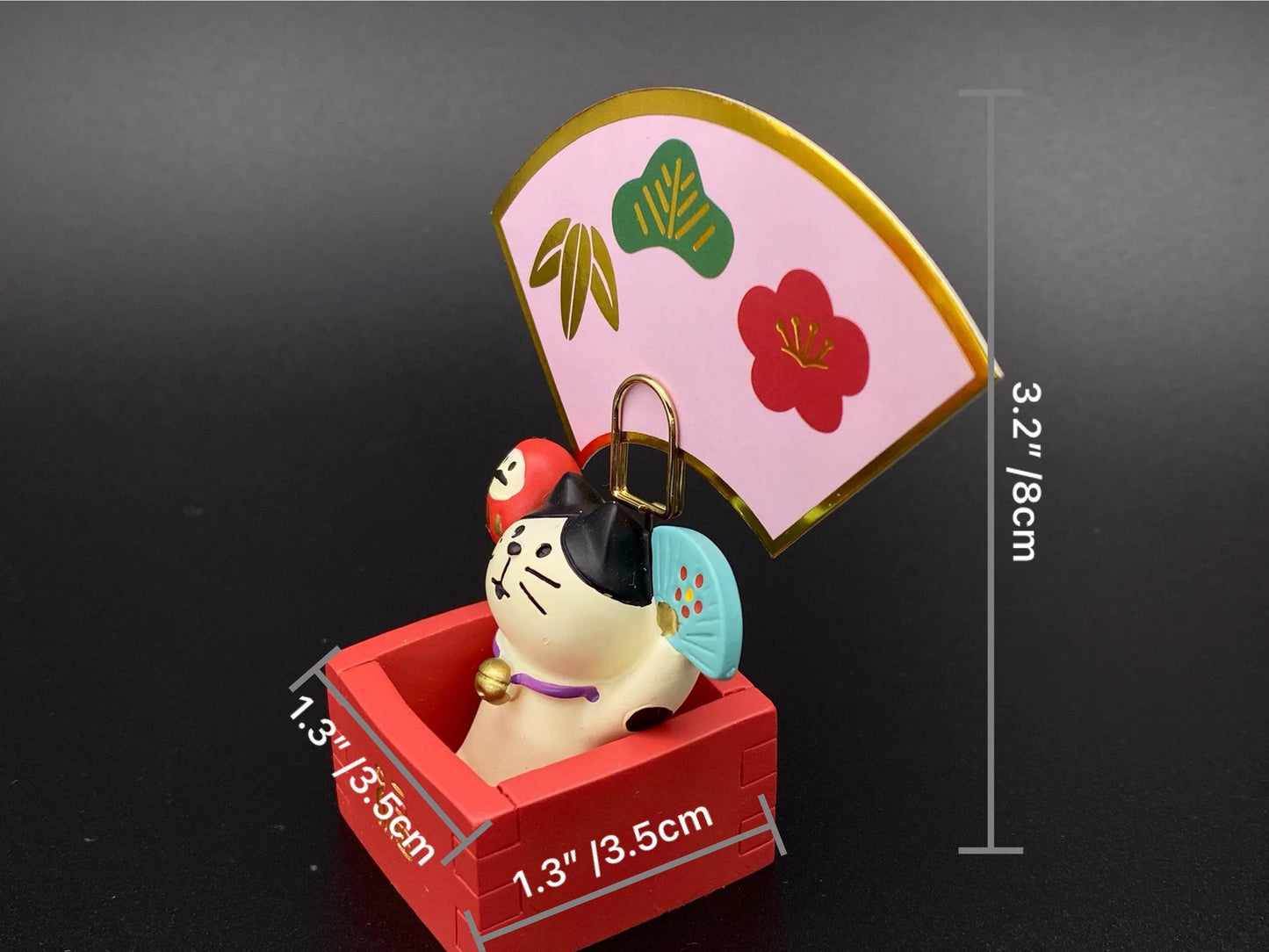 Japanese Decole, Zakka Lucky stacked Cat, NEW, Maneki Neko, Riding Fish Cat, cat ornament, Cat in Masu