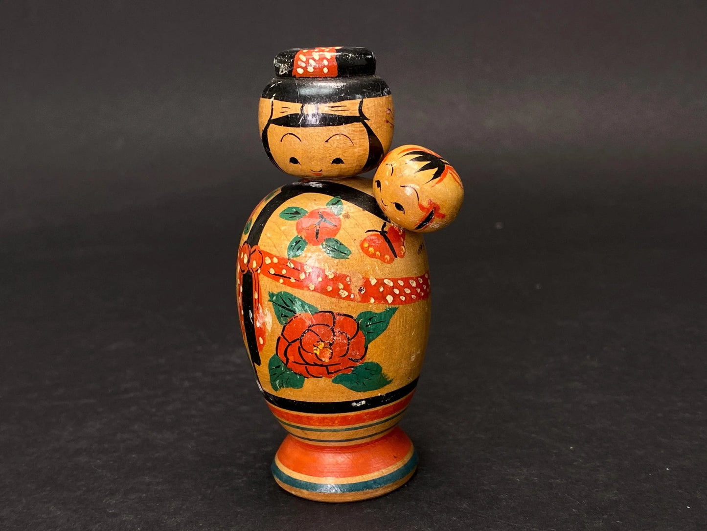 Japanese Kokeshi Dolls, Kimono 5 design dolls, Made in Japan, Small Size Wooden doll Vintage