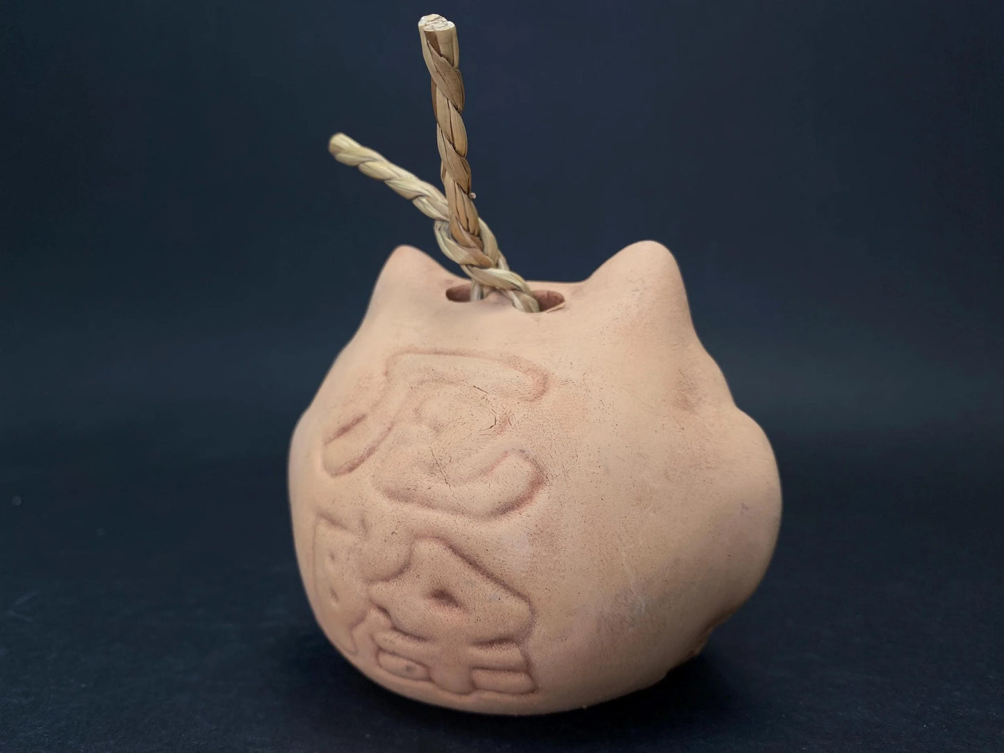 Japanese Clay Bell Vtg Dorei, Halloween, demon clay bell,  Vtg Karura Karasu Tengu Yokai Pottery, Lucky Charm