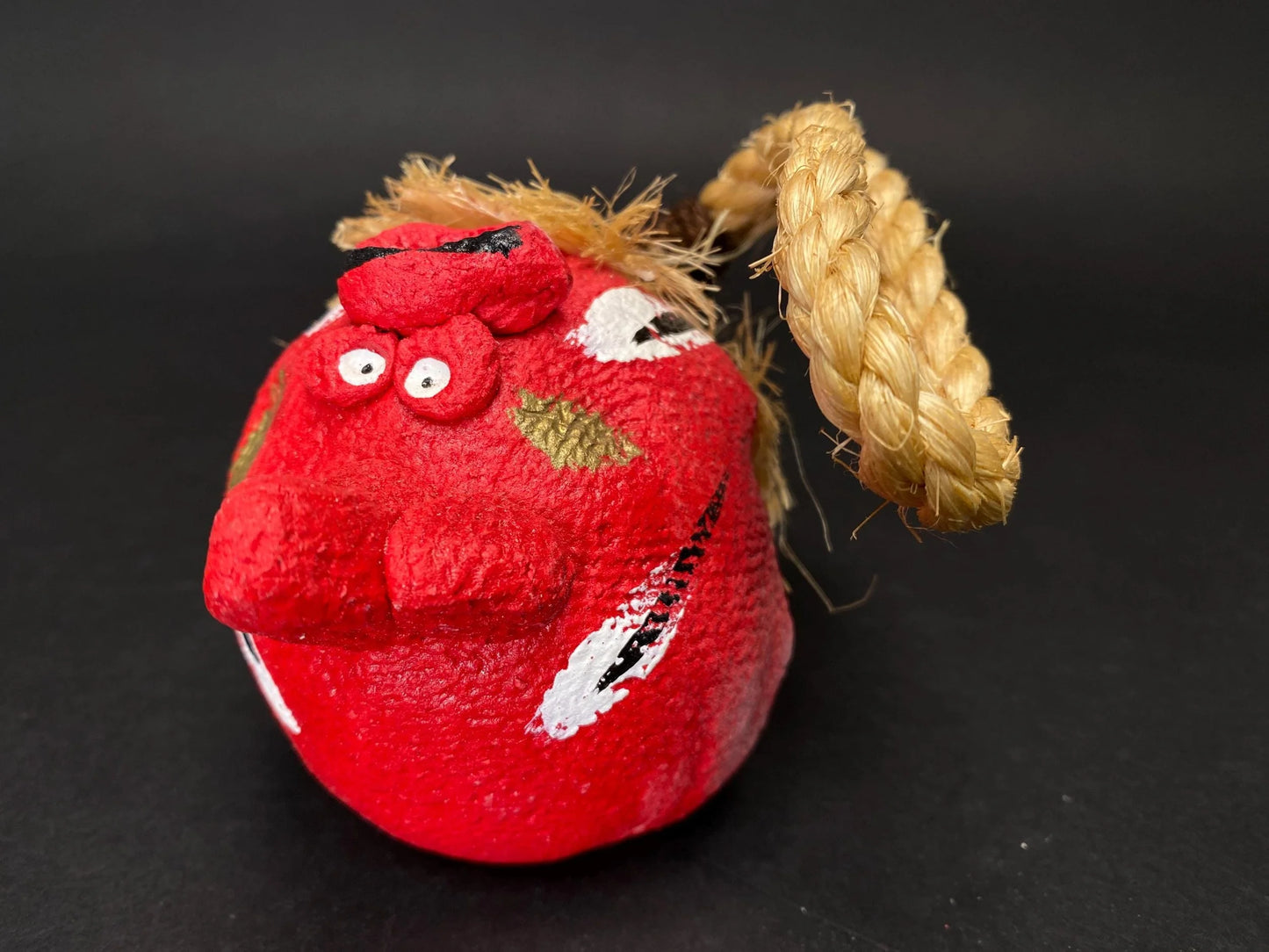 Japanese Clay Bell Vtg Dorei, Halloween, demon clay bell,  Vtg Karura Karasu Tengu Yokai Pottery, Lucky Charm