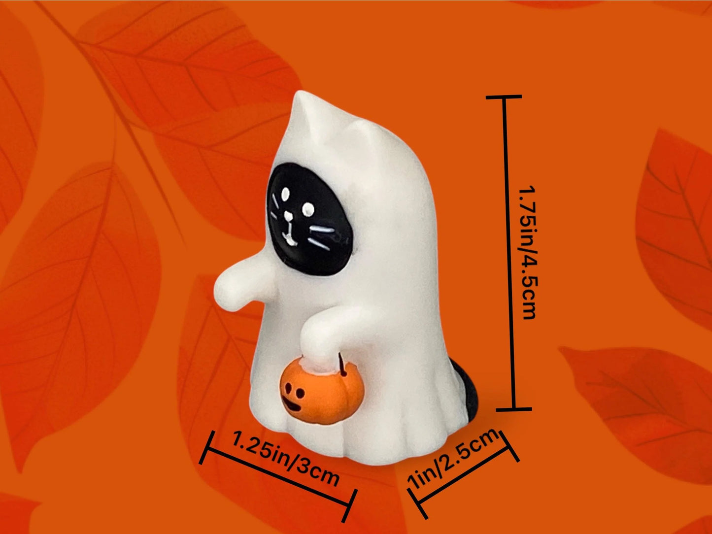 Halloween Decoreco Concombre ghost Cat ornament, Japanese cat with Pumpkin Mini Scene Furniture Holiday table decor
