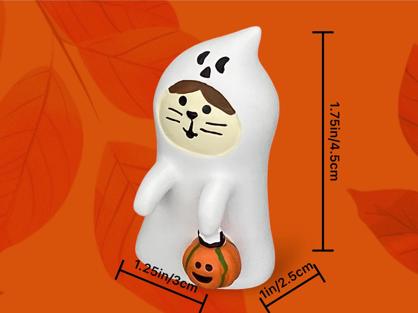 Halloween Decoreco Concombre ghost Cat ornament, Japanese cat with Pumpkin Mini Scene Furniture Holiday table decor