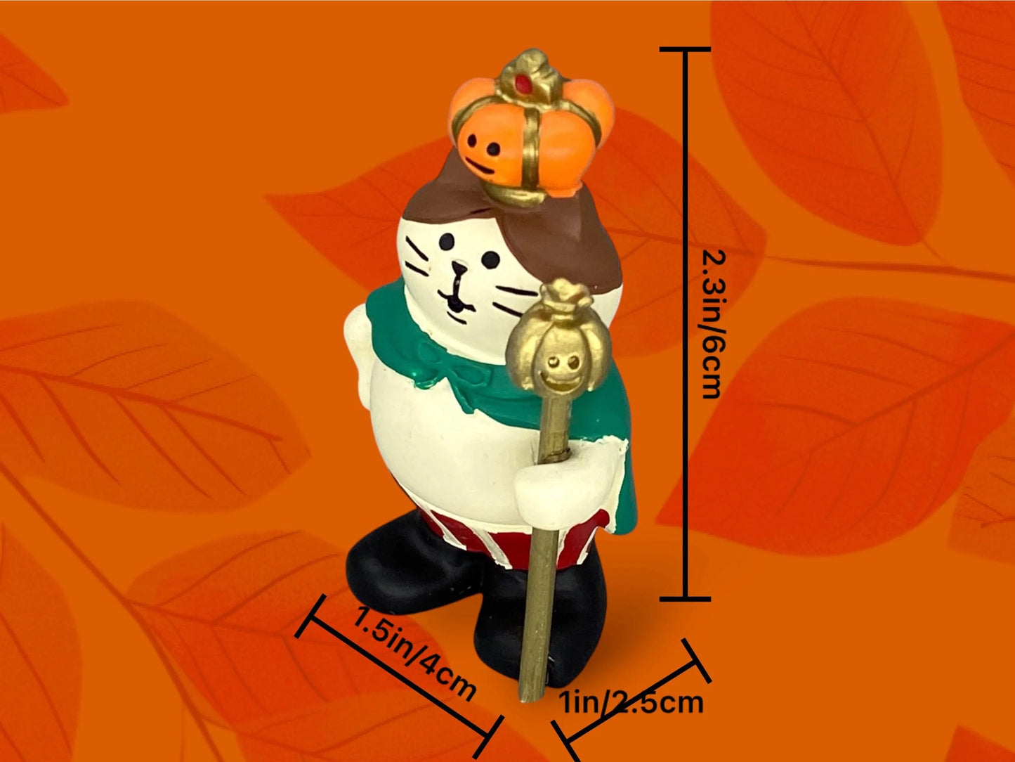 Halloween Pumpkin King Cat Ornament: Japanese Decole Concombre table Decor, black and white cats