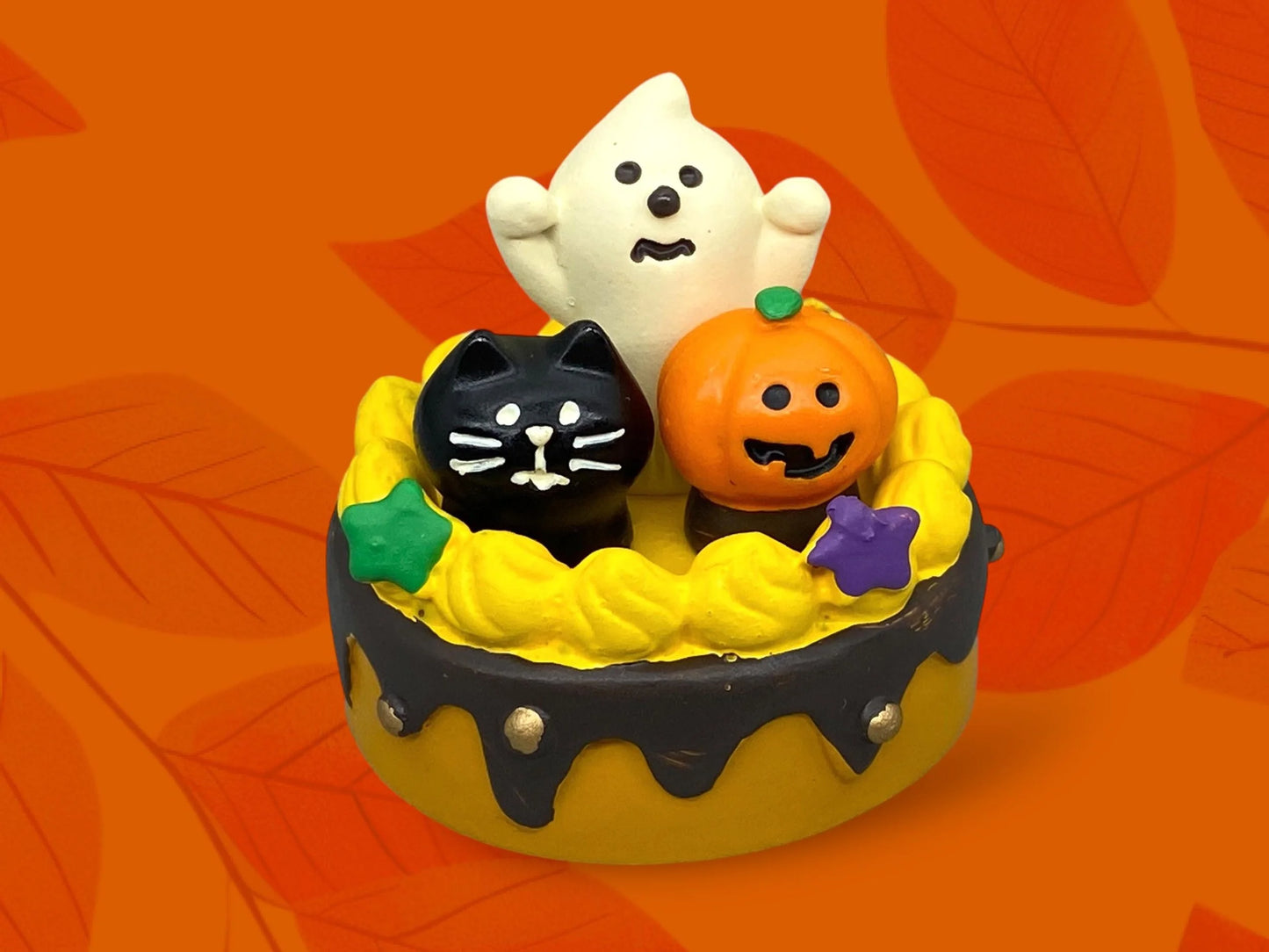 Halloween Decole Pumpkin Cinderella Cat Ornament, Pumpkin cake light  NEW Magic Wizard Fairy Tale cat mini scenes