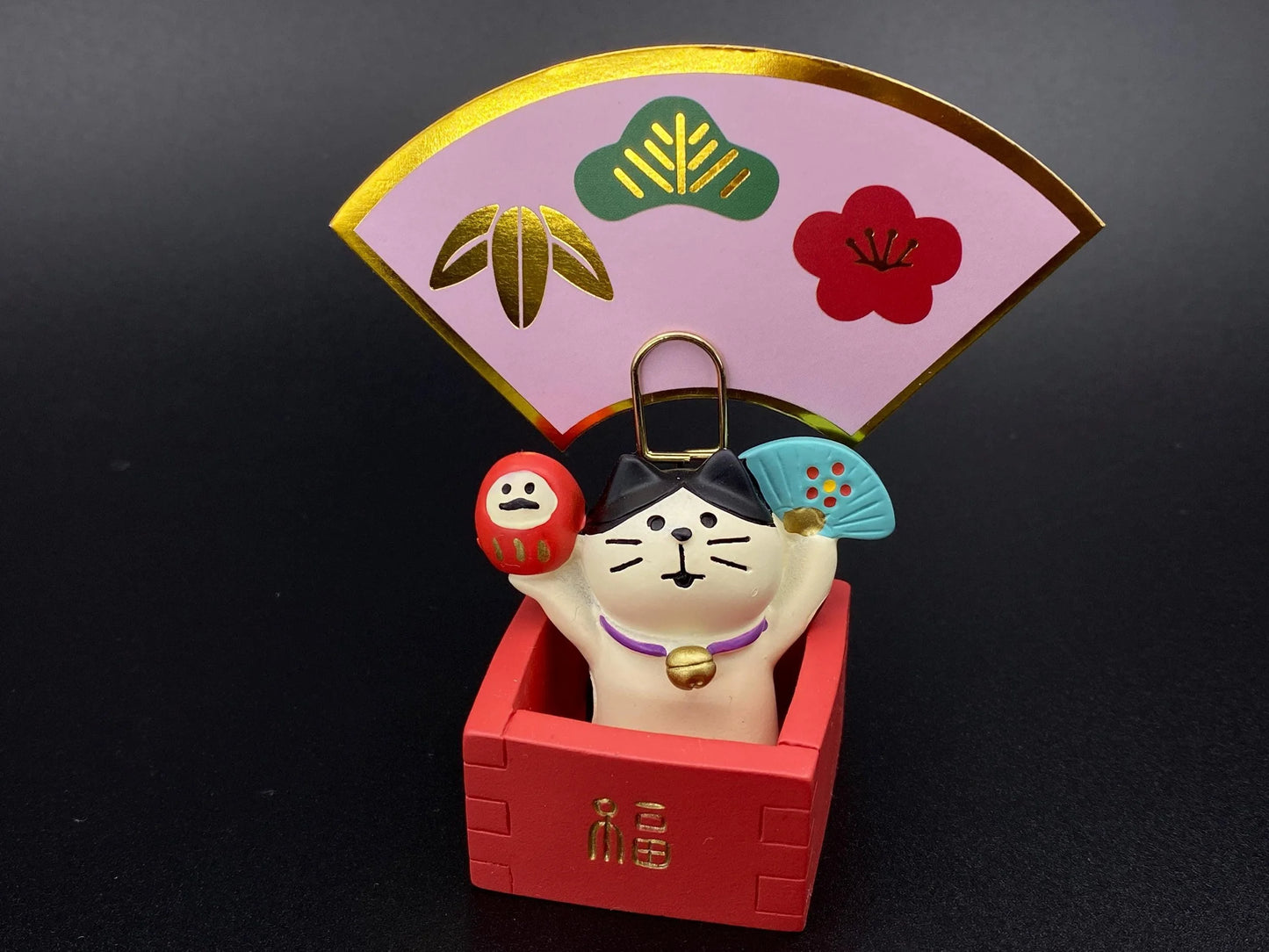 Japanese Decole, Zakka Lucky stacked Cat, NEW, Maneki Neko, Riding Fish Cat, cat ornament, Cat in Masu