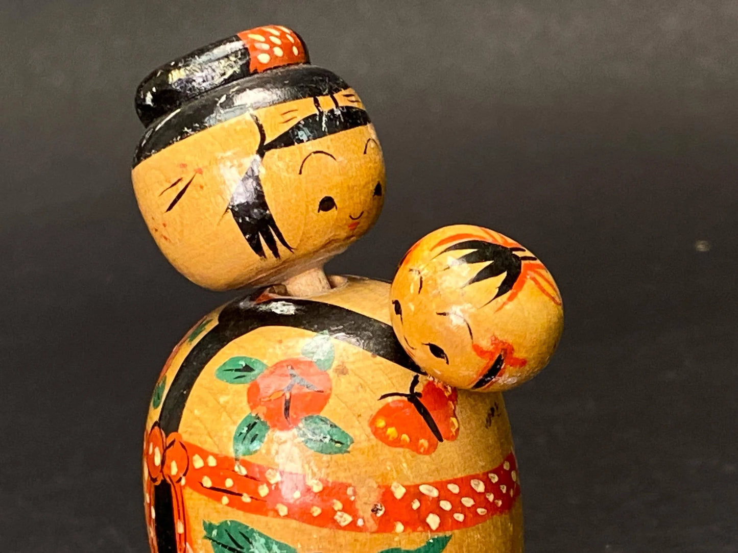Japanese Kokeshi Dolls, Kimono 5 design dolls, Made in Japan, Small Size Wooden doll Vintage