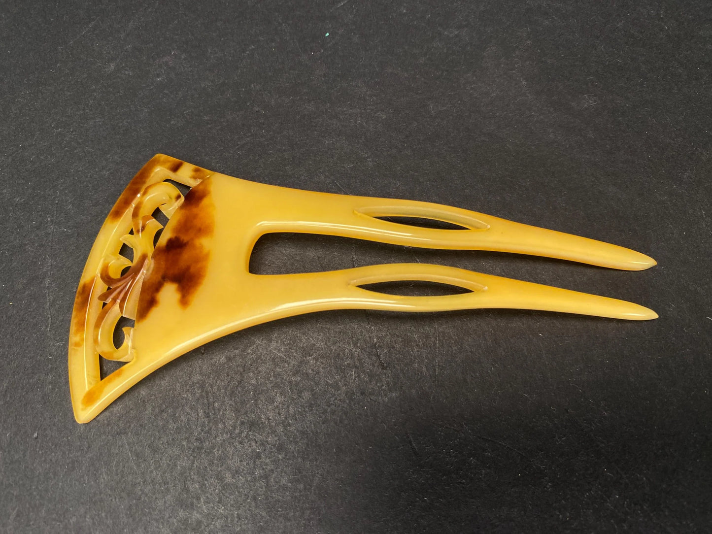 Japanese Kanzashi Kimono Geisha, Yellow & Black lacquerware hair stick, transparent Tama, Kushi Comb, Hair Ornament