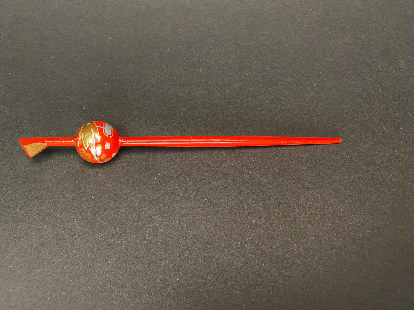 Japan Kanzashi Kimono Geisha, Red & Black hair stick, Metal Tama, Kushi Comb, Hair Ornament