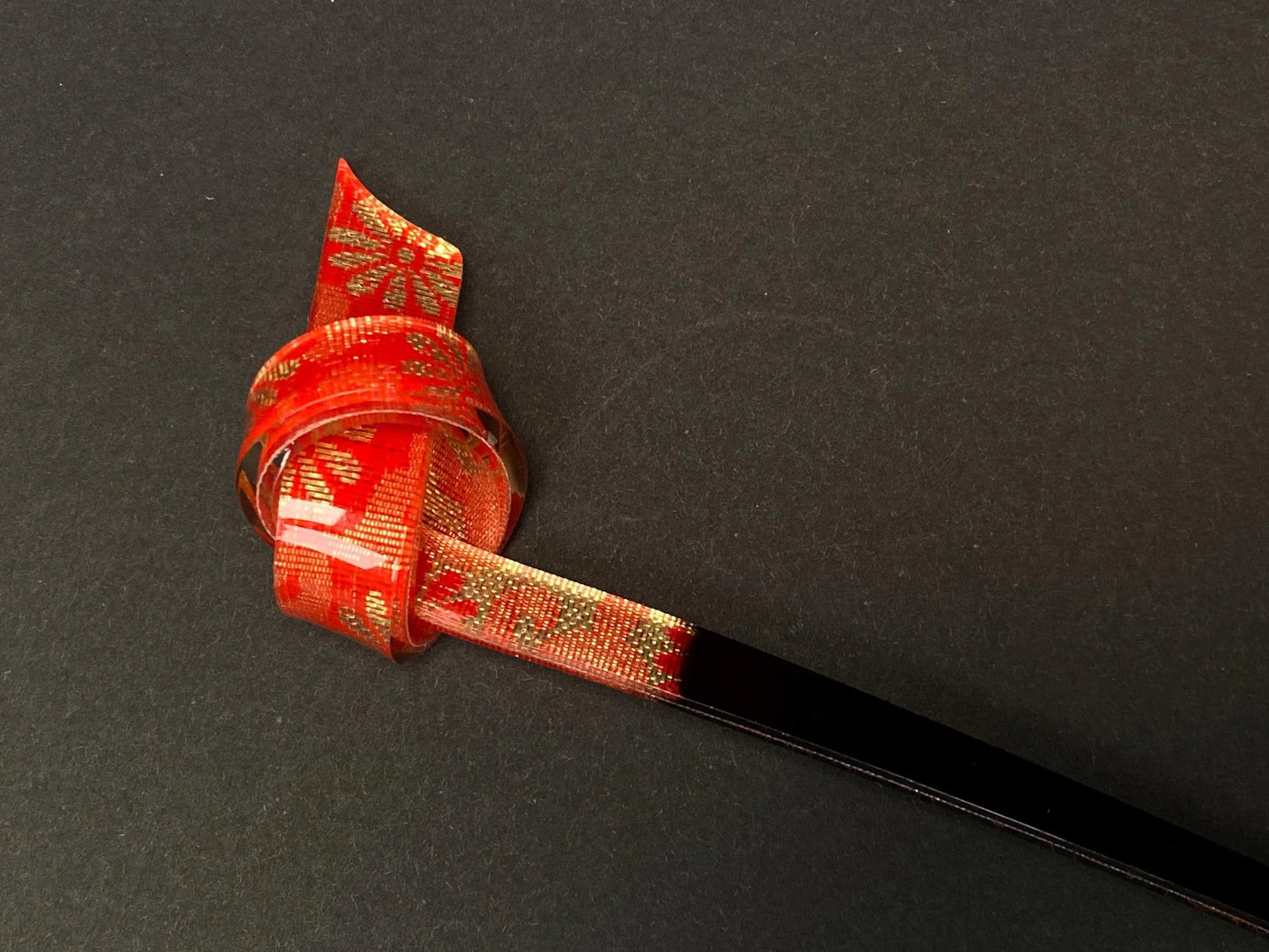 Japan Kanzashi Kimono Geisha, Red & Black hair stick, Metal Tama, Kushi Comb, Hair Ornament