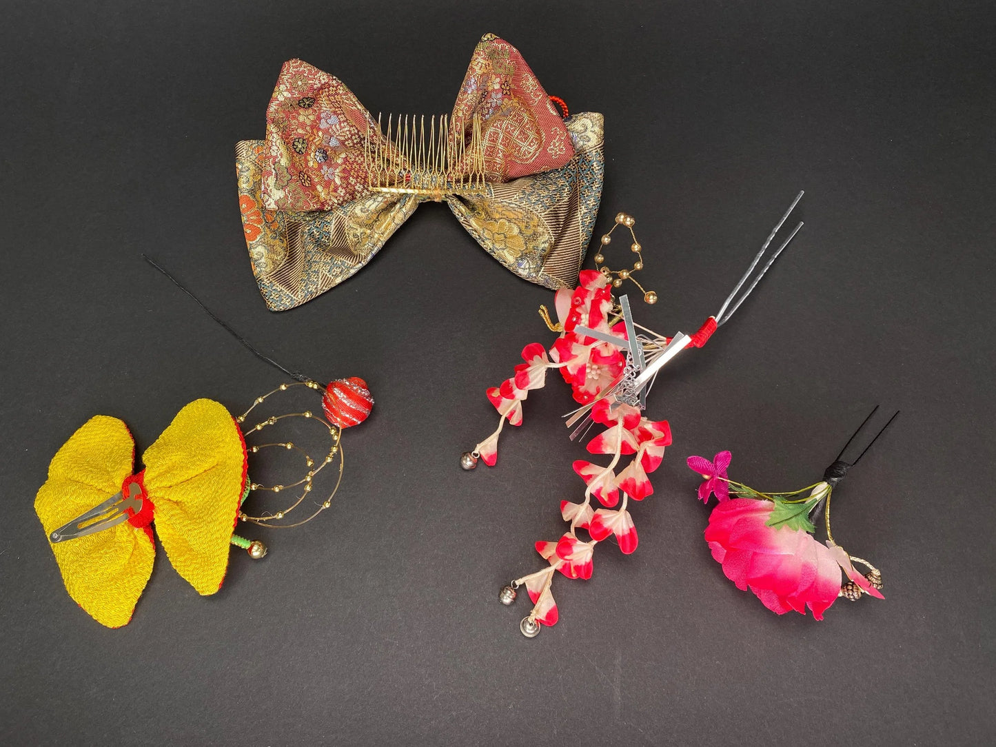 Kanzashi Japanese geisha Hairpin Hair Ornaments Accessories Hair ornament, Ribbons, wedding Kanzashi, Made in Japan