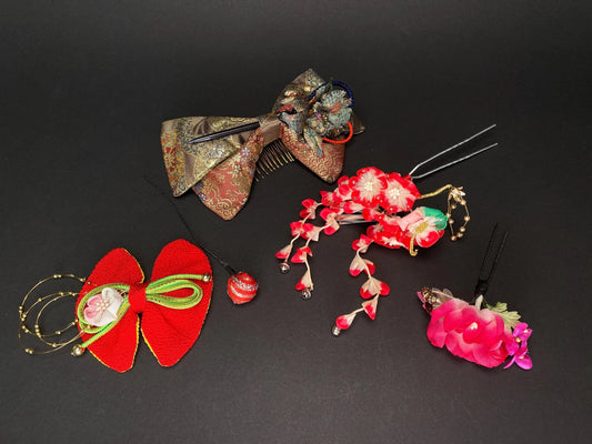 Kanzashi Japanese geisha Hairpin Hair Ornaments Accessories Hair ornament, Ribbons, wedding Kanzashi, Made in Japan