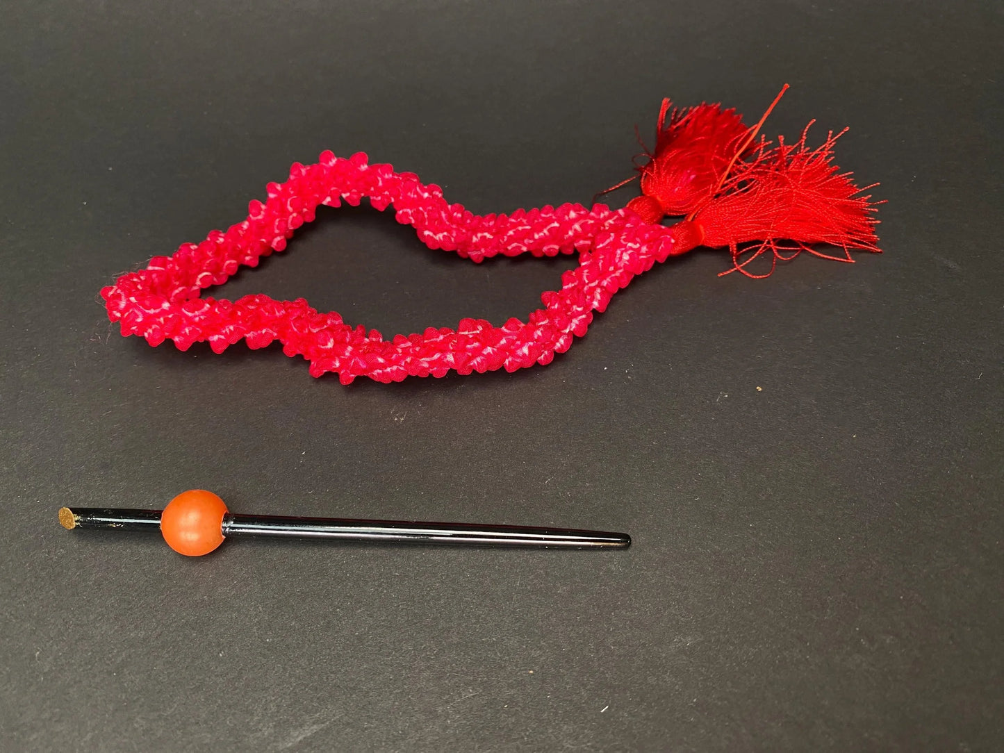 Tama Kanzashi Orange Hair Stick, Kimono Geisha Hair Stick, hair ornament, colorful Tama, Wood Tama, hair set