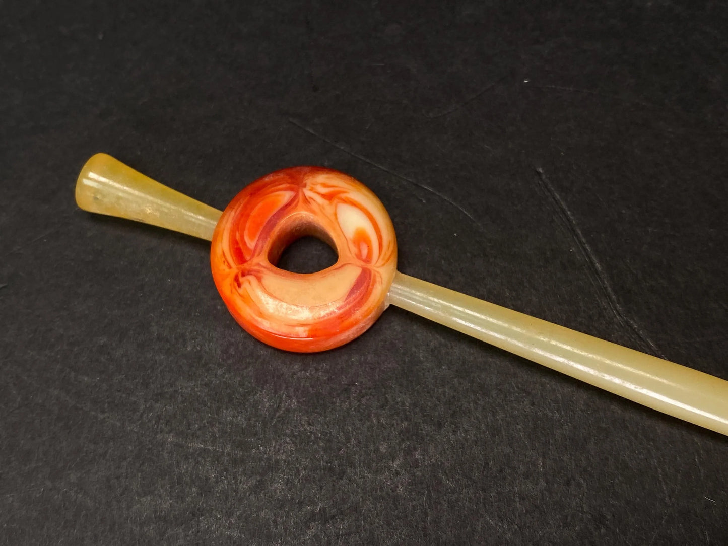 Japanese Kanzashi Kimono Geisha, Yellow & Black lacquerware hair stick, transparent Tama, Kushi Comb, Hair Ornament