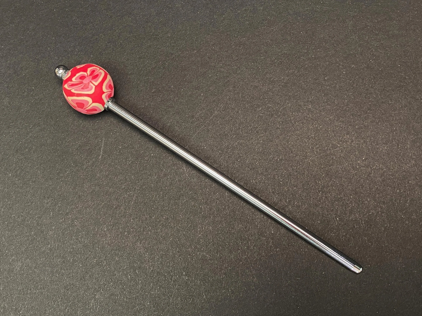Japan Kanzashi Kimono Geisha, Red & Black hair stick, Metal Tama, Kushi Comb, Hair Ornament