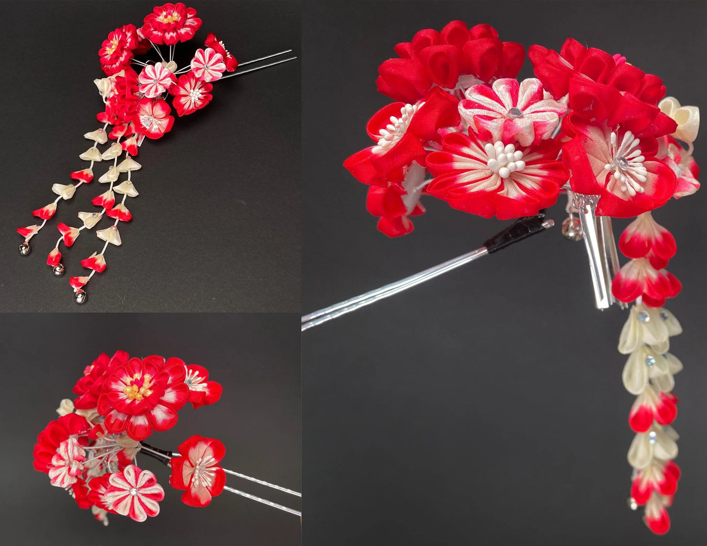 Japan Kanzashi Kimono Geisha, Seide Haarschmuck, Girl's day, kid’s kimono set, Kimono Silk Hair Kushi Comb, Hair Ornament