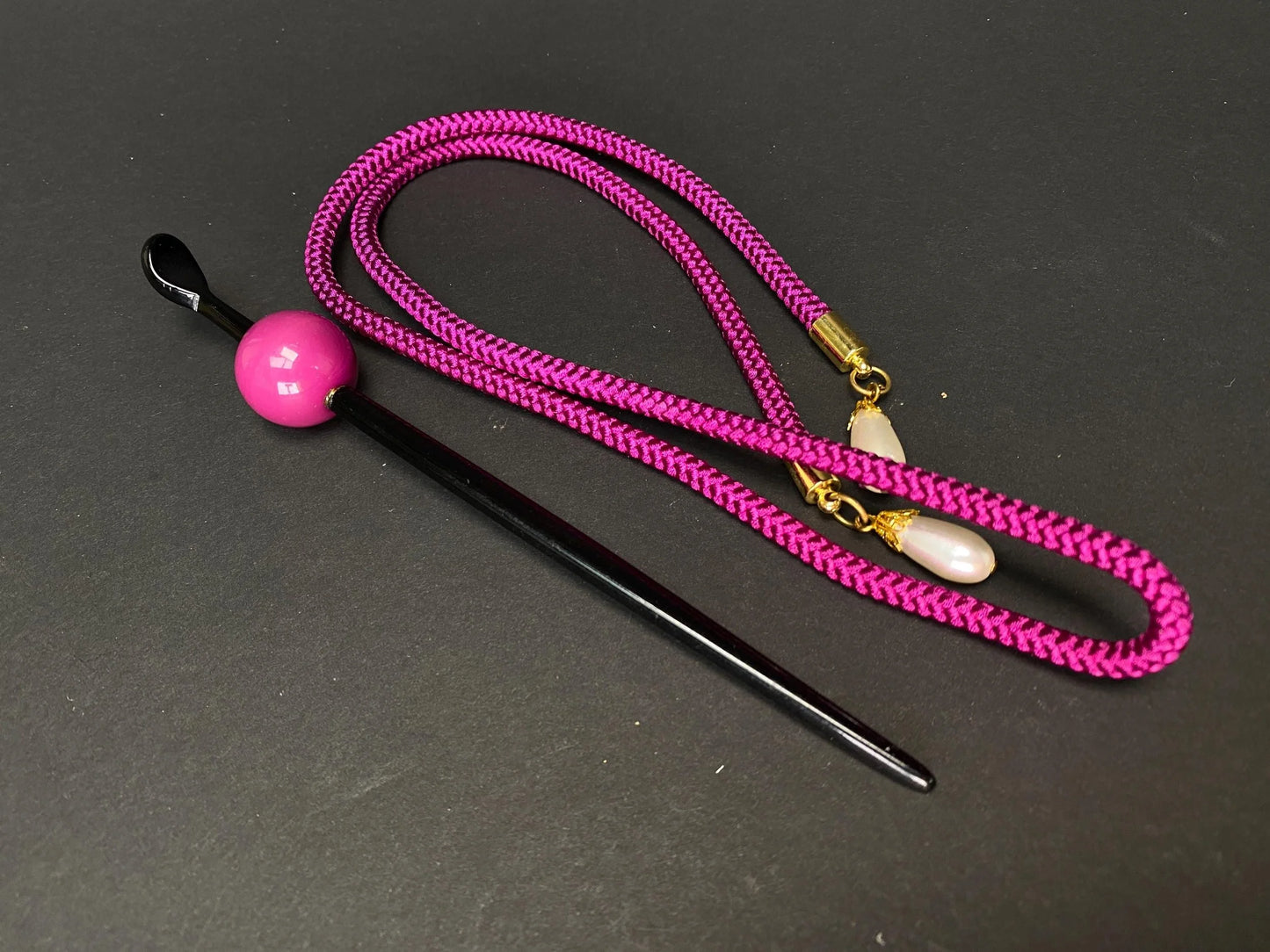 Tama Kanzashi Orange Hair Stick, Kimono Geisha Hair Stick, hair ornament, colorful Tama, Wood Tama, hair set