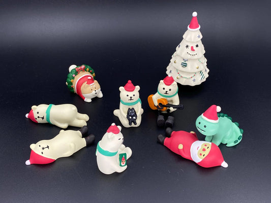 Christmas Market Polar bear Miniature Figurines Desktop, Zakka Mini Xmas Decoration, Christmas Tree Scene Decoration, Decole, NEW