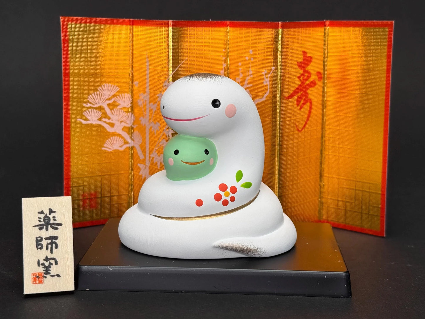 Japanese Zodiac Snake, Yakushi Ceramic Desktop Ornament, Cute Snake Figurine, ETO 2025 Year of snake, Home Decor