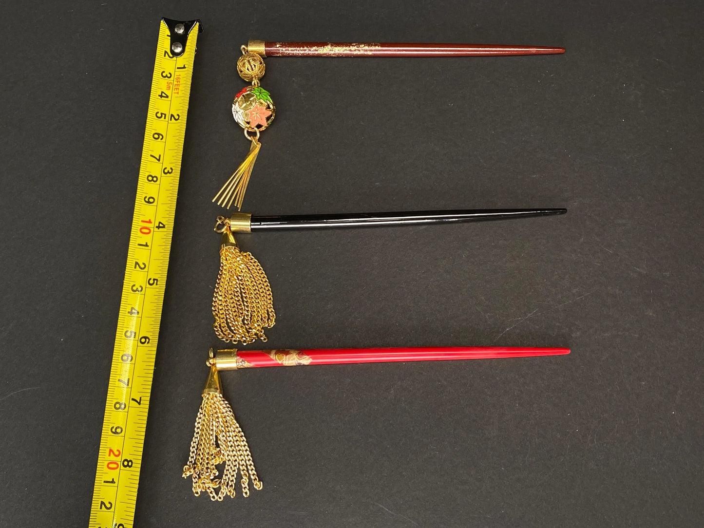 Japanese Kanzashi Kimono Geisha Ogi hair stick with tassel, Bira-bira, Tama, Hair Ornament