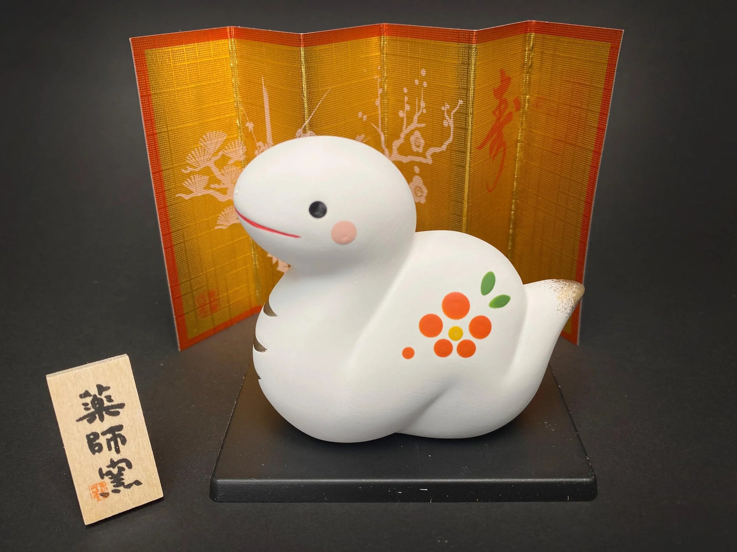 Japanese Zodiac Snake, Yakushi Ceramic Desktop Ornament, Cute Snake Figurine, ETO 2025 Year of snake, Home Decor