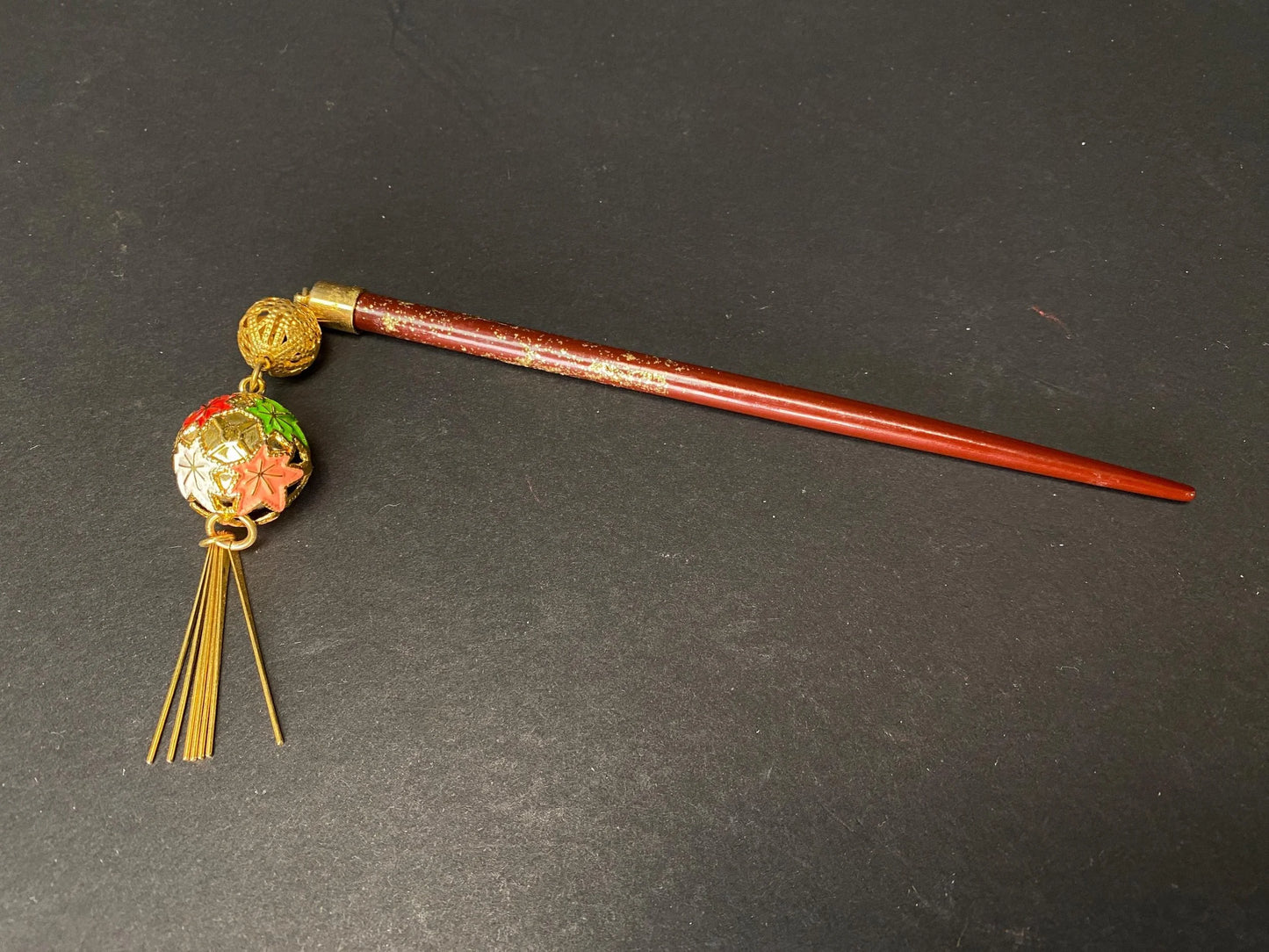 Japanese Kanzashi Kimono Geisha Ogi hair stick with tassel, Bira-bira, Tama, Hair Ornament