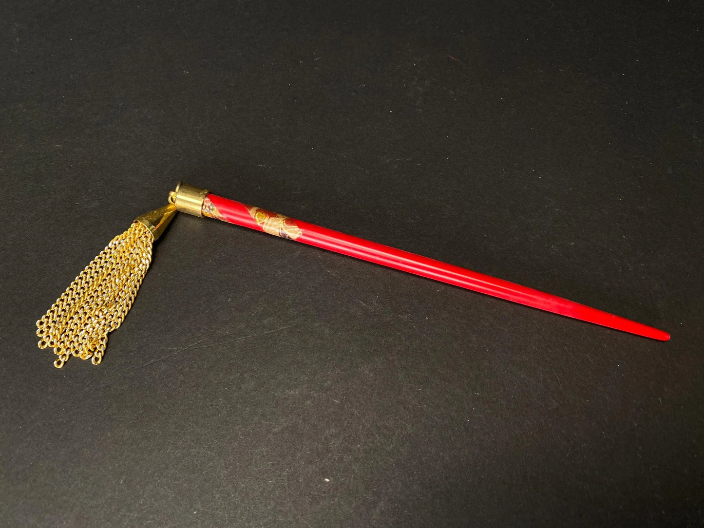 Japanese Kanzashi Kimono Geisha Ogi hair stick with tassel, Bira-bira, Tama, Hair Ornament