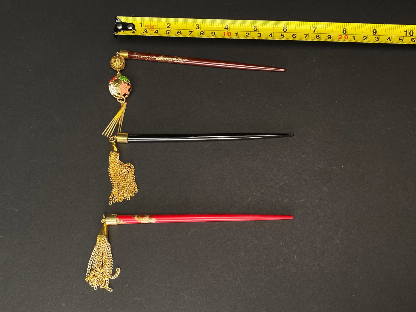 Japanese Kanzashi Kimono Geisha Ogi hair stick with tassel, Bira-bira, Tama, Hair Ornament