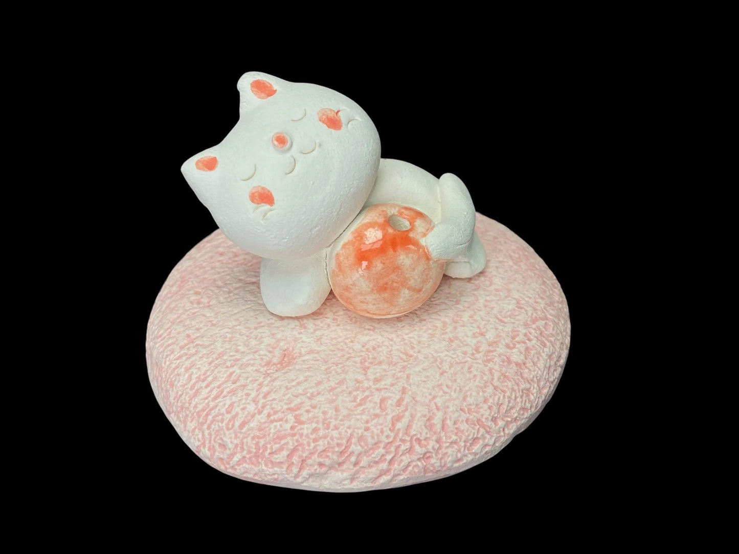 Japanese Sleeping Cat Incense Holder: Burner for Stick Incense, 2-piece Cute Ceramic Figurine for Zen Decor
