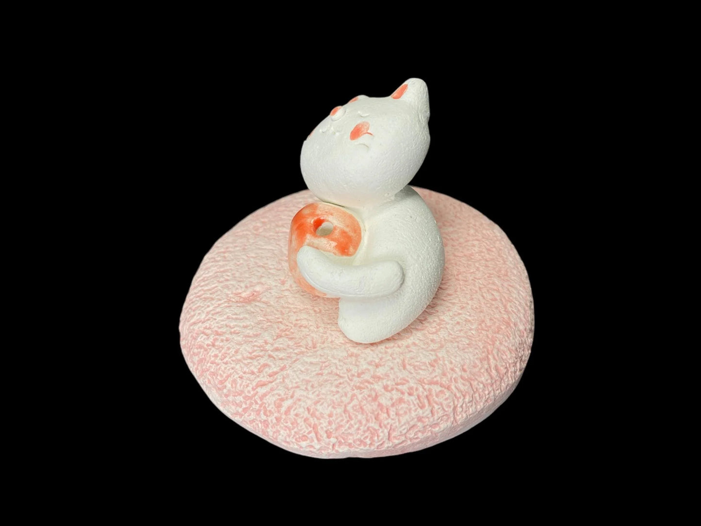 Japanese Sleeping Cat Incense Holder: Burner for Stick Incense, 2-piece Cute Ceramic Figurine for Zen Decor