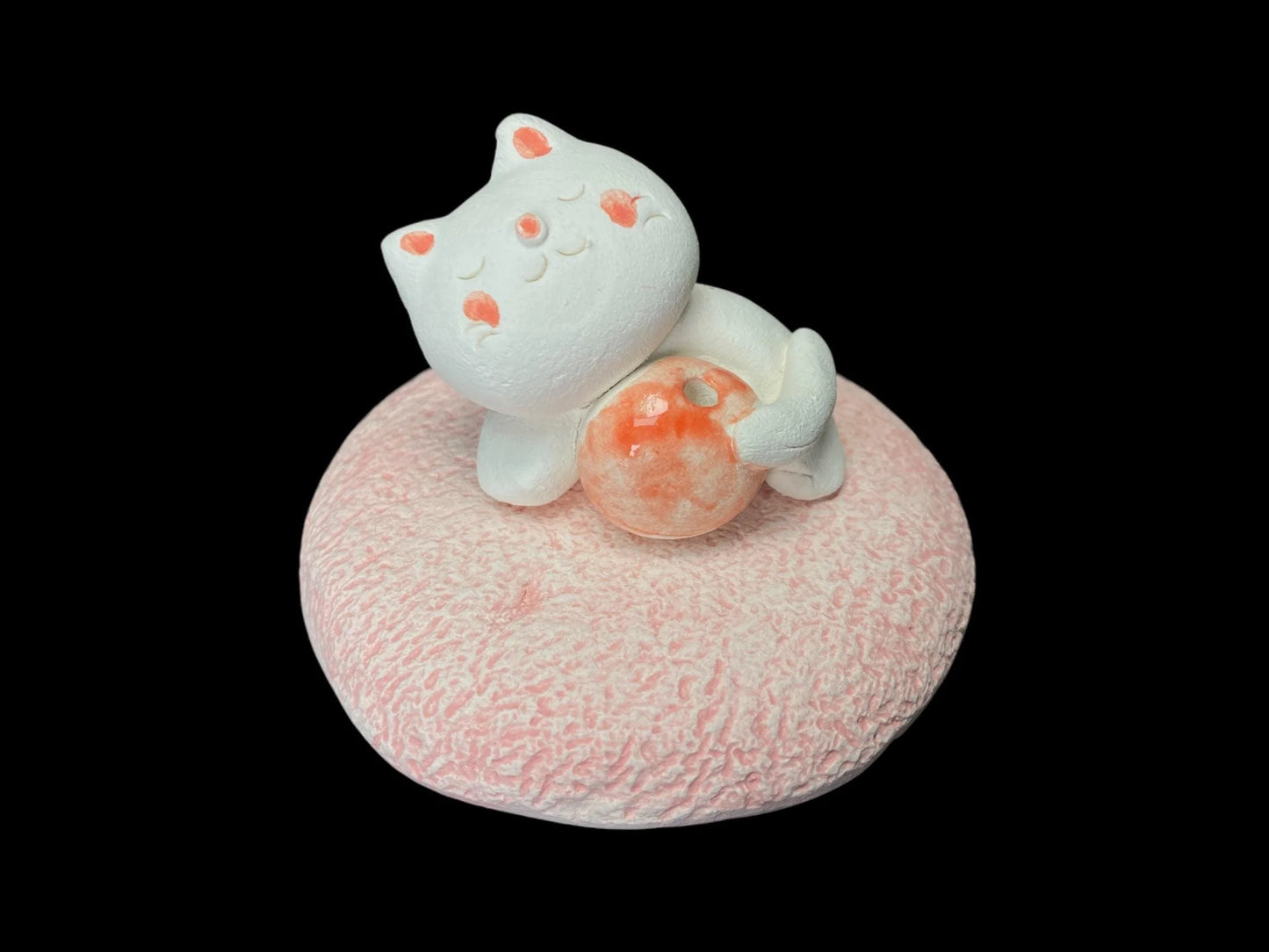Japanese Sleeping Cat Incense Holder: Burner for Stick Incense, 2-piece Cute Ceramic Figurine for Zen Decor