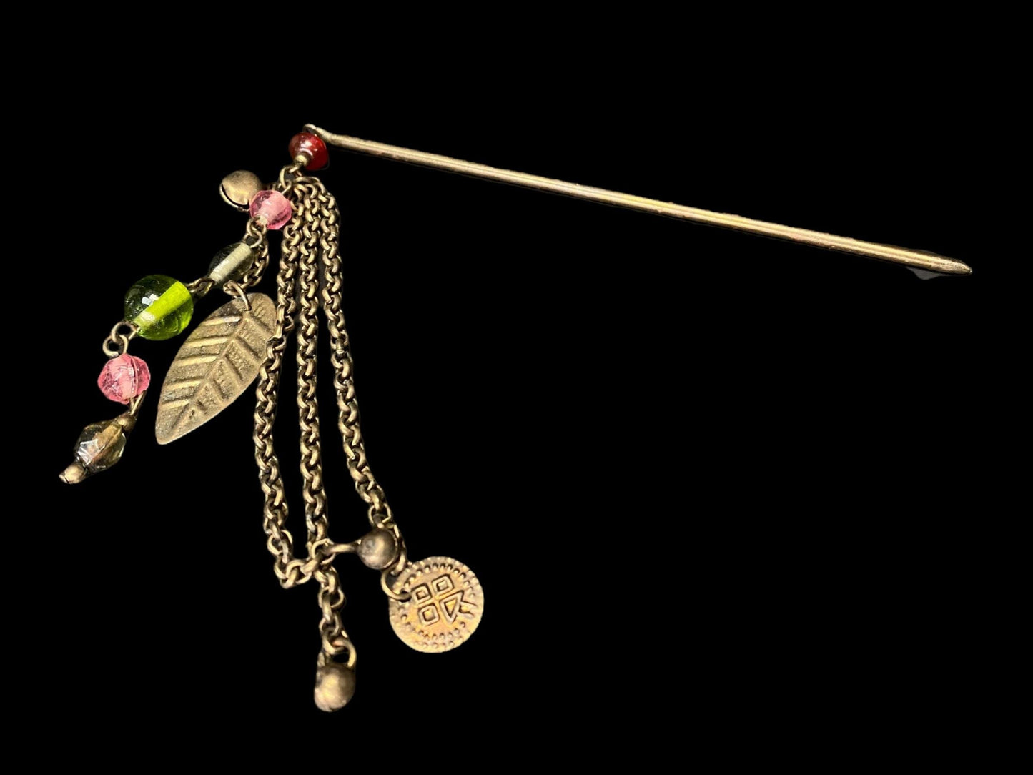 Japanese Kanzashi Antique Metalwork Hairpin Silver Hair Stick, Kogai, Ogi, Kimono Geisha Bira-bira, Metal hair stick, Hair Ornament