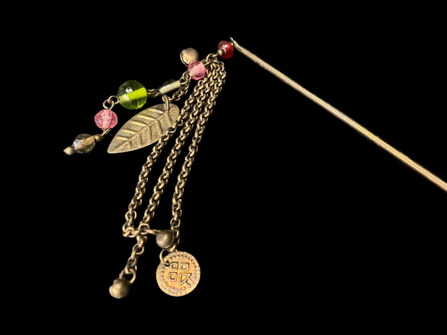 Japanese Kanzashi Antique Metalwork Hairpin Silver Hair Stick, Kogai, Ogi, Kimono Geisha Bira-bira, Metal hair stick, Hair Ornament