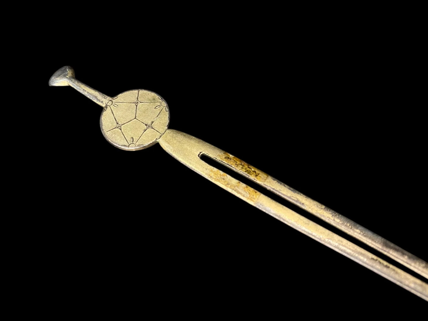 Japanese Kanzashi Antique Metalwork Hairpin Silver Hair Stick, Kogai, Ogi, Kimono Geisha Bira-bira, Metal hair stick, Hair Ornament