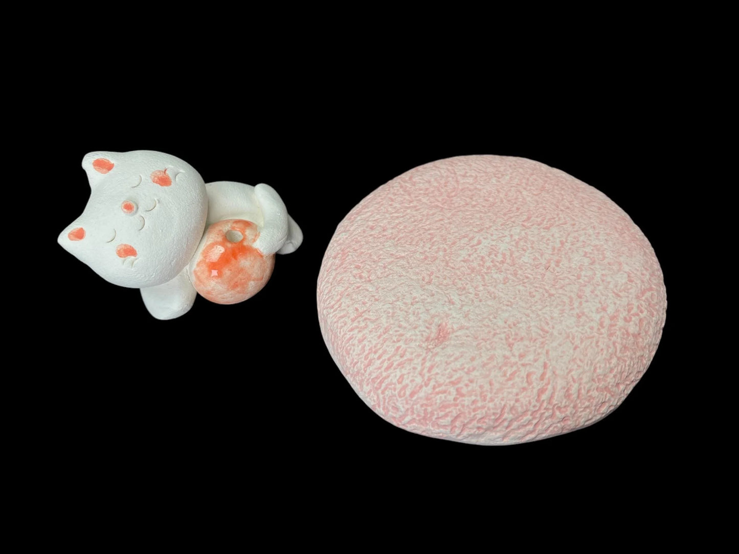 Japanese Sleeping Cat Incense Holder: Burner for Stick Incense, 2-piece Cute Ceramic Figurine for Zen Decor