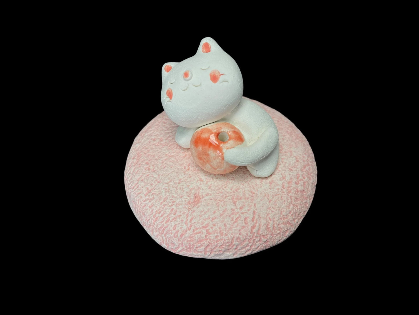 Japanese Sleeping Cat Incense Holder: Burner for Stick Incense, 2-piece Cute Ceramic Figurine for Zen Decor