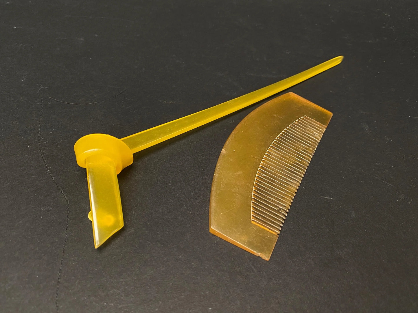 Japan Kanzashi Kimono Geisha, Unique Yellow lacquerware hair stick, transparent Tama, Kushi Comb, Hair Ornament