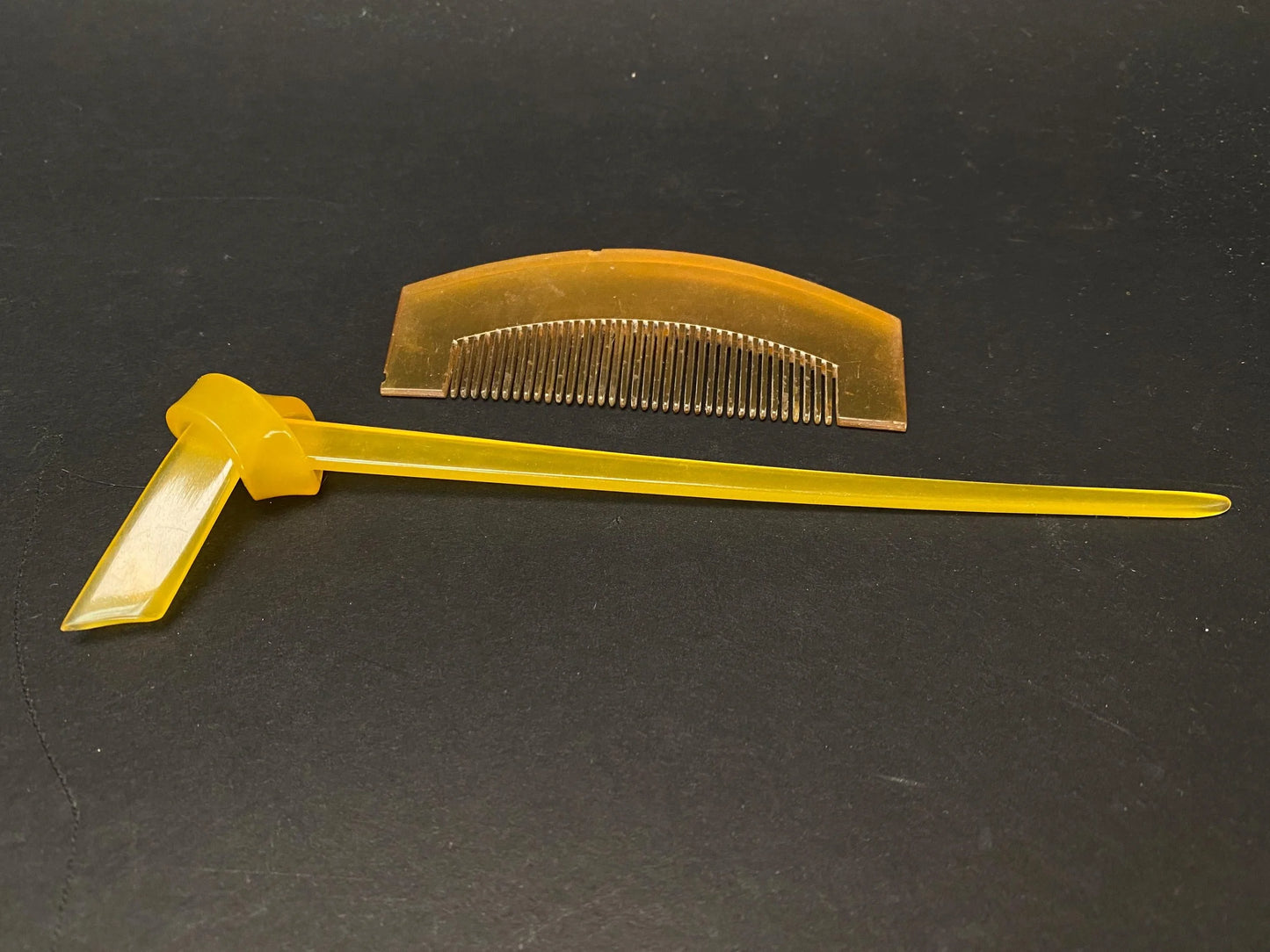 Japan Kanzashi Kimono Geisha, Unique Yellow lacquerware hair stick, transparent Tama, Kushi Comb, Hair Ornament