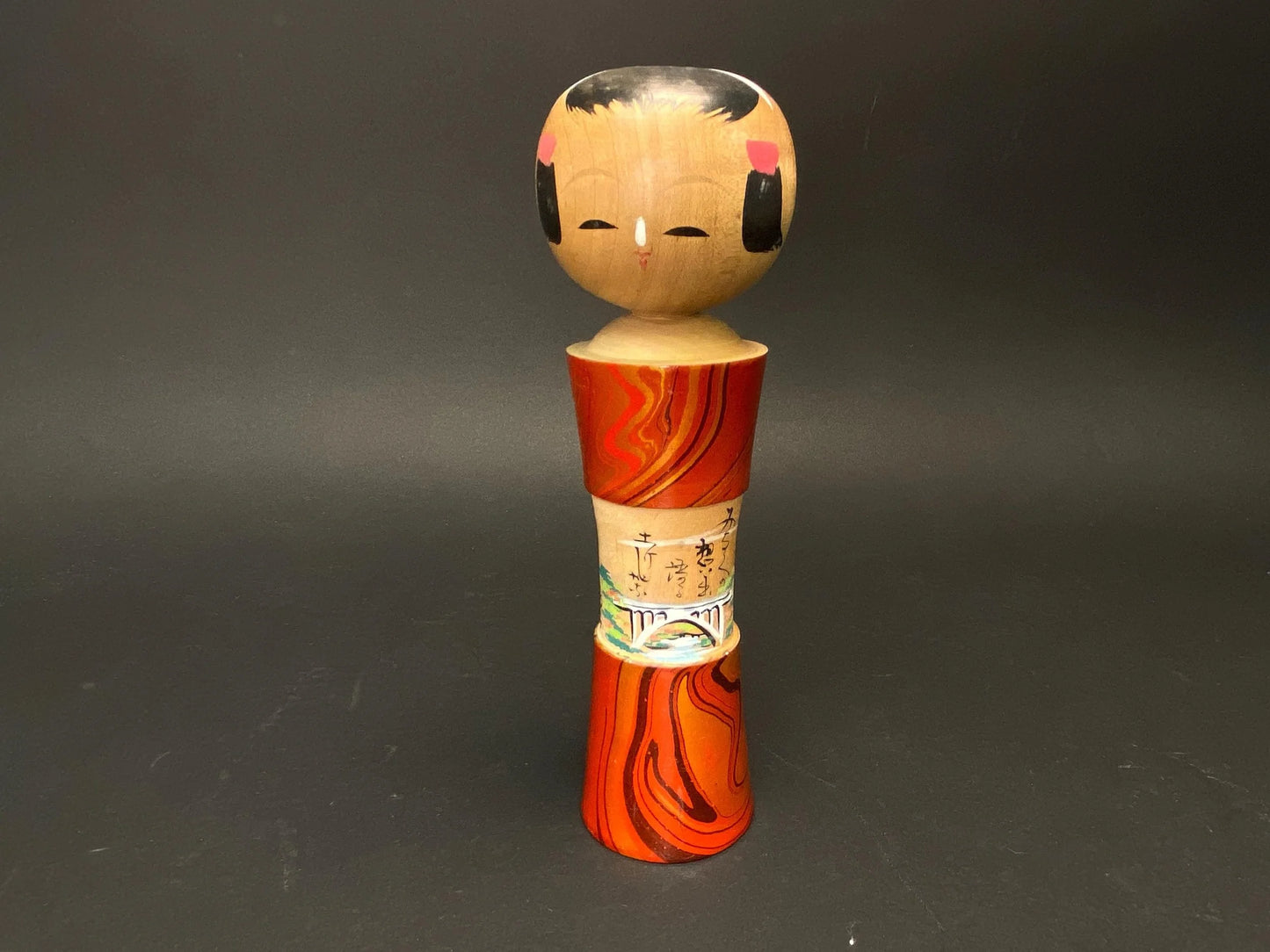 Japanese Kokeshi Dolls, Big Kimono 4 design dolls, Made in Japan, median Size Wooden doll Vintage