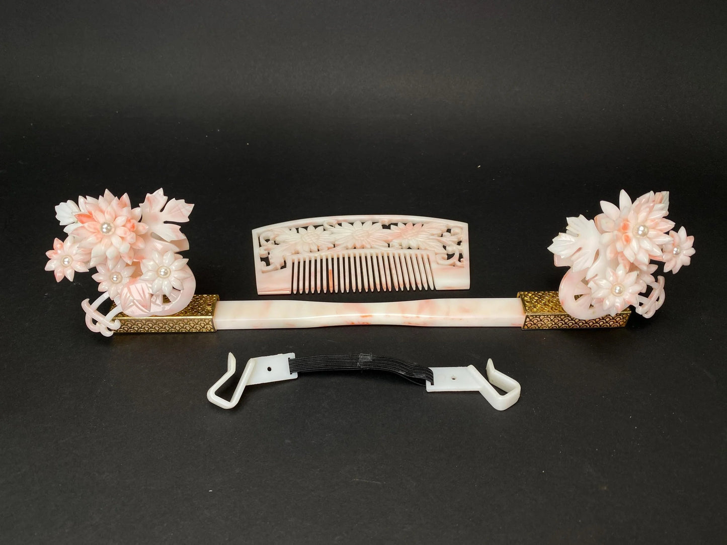 Pink Yumi Katsura Kanzashi Set：Rare Floral Kimono Hair Ornaments with luxury box